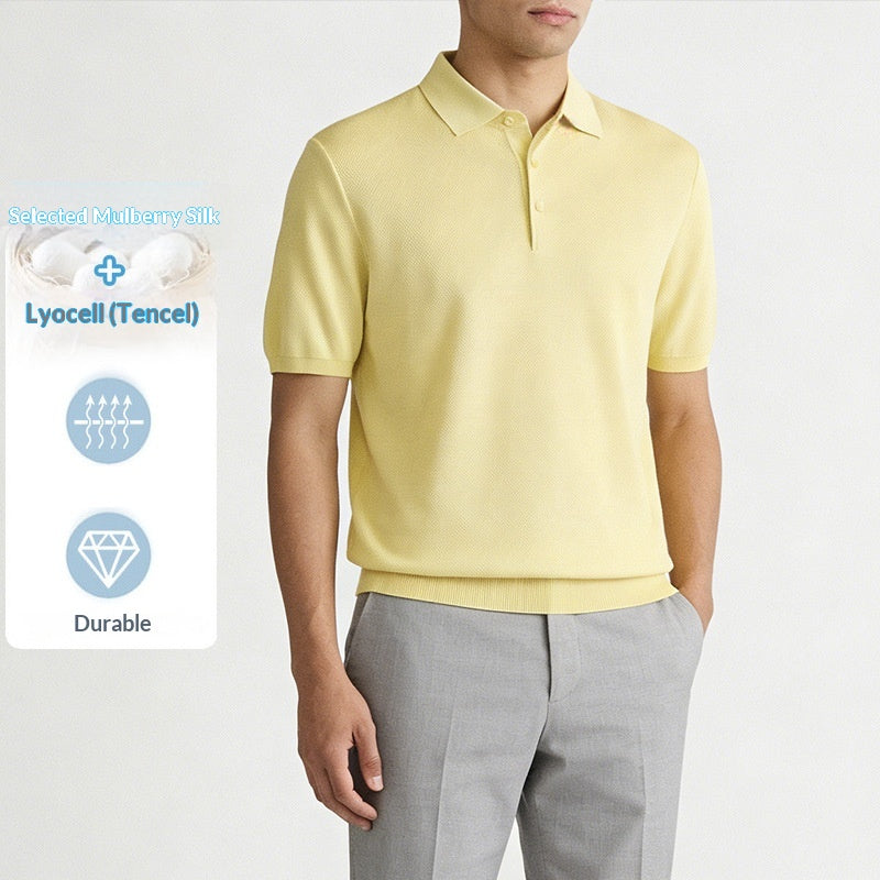 Hommes Soie Lyocell Tencel Blend T-shirt manches courtesBlouse