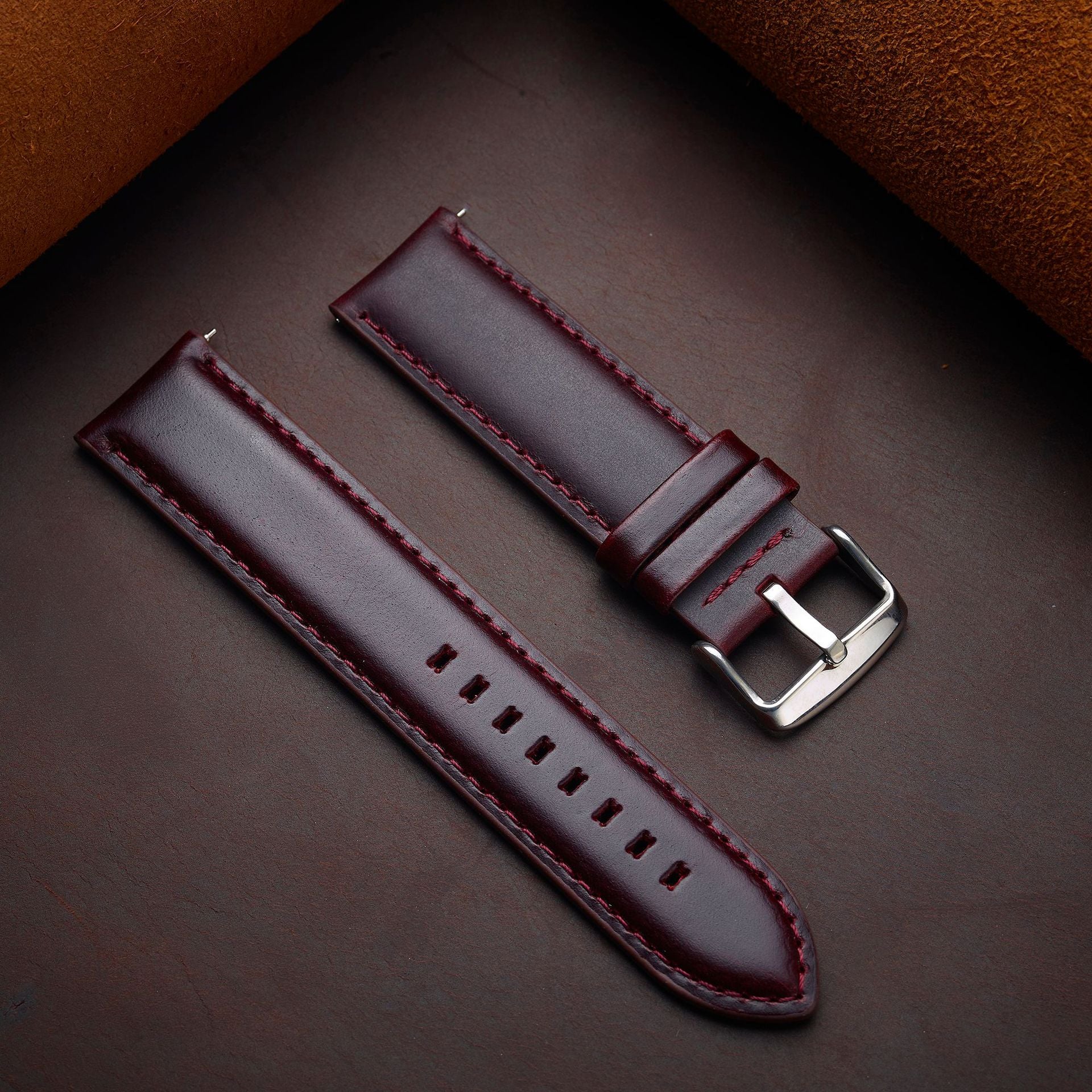 Fermoir de bracelet de montre vintage en cuir véritable