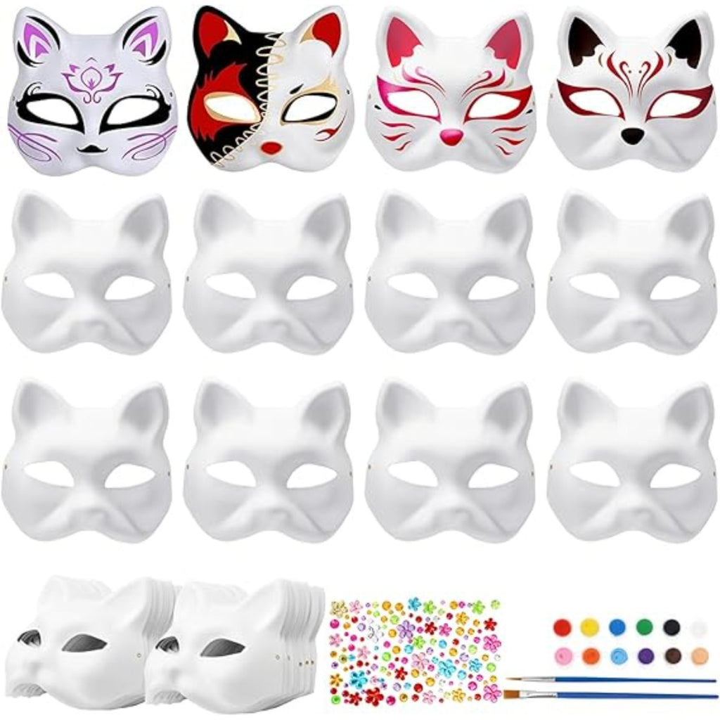 Kit bricolage pour masques de chat 3D - Set de 20 pièces pour décorations en papier