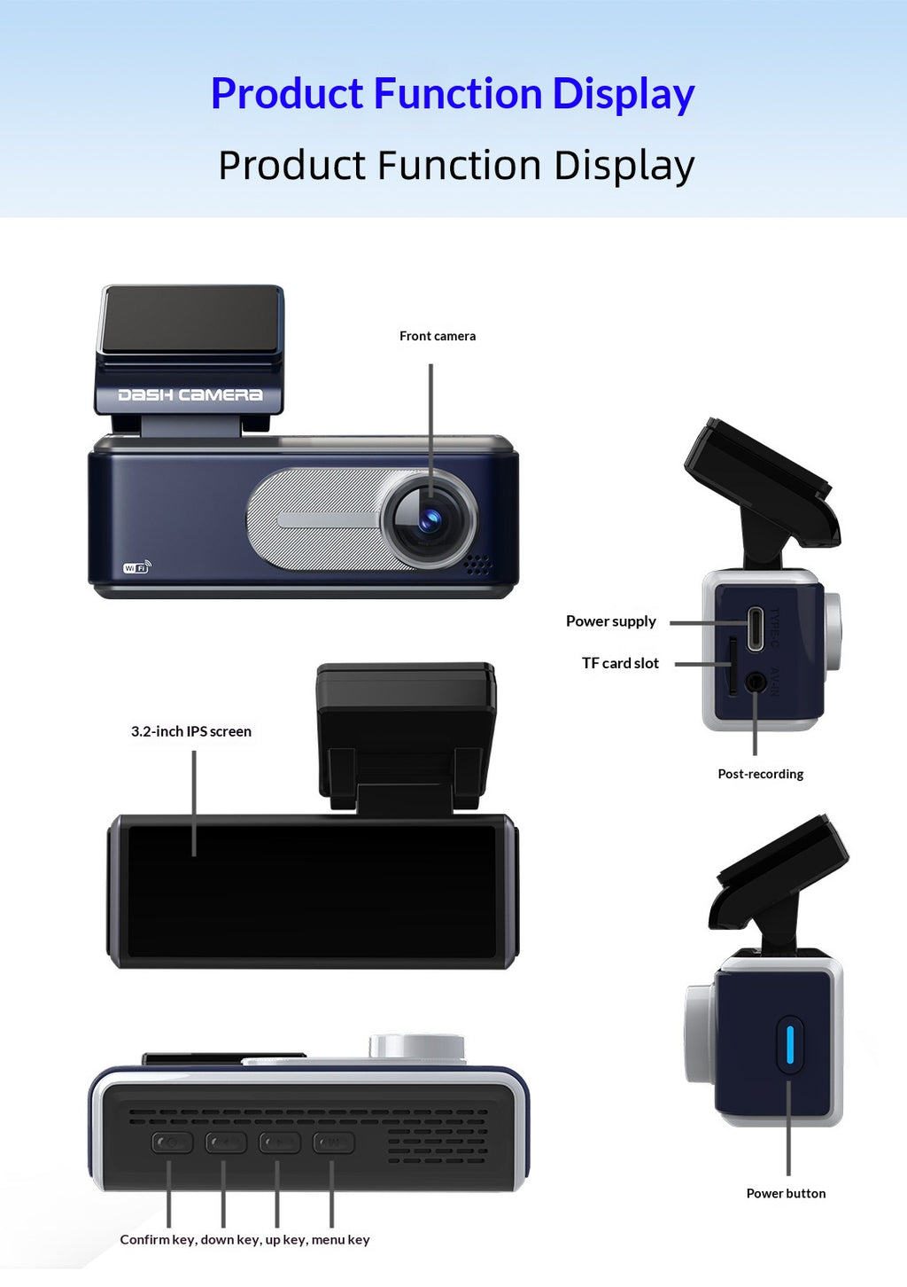 Double caméra haute définition 4K voiture Dashcam avec fonction d'enregistrement