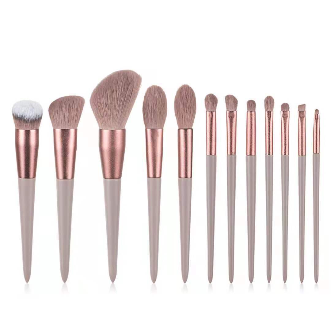 Pinceau de maquillage 13Pcs Set synthétique en fibre plastique Poignée sac en velours