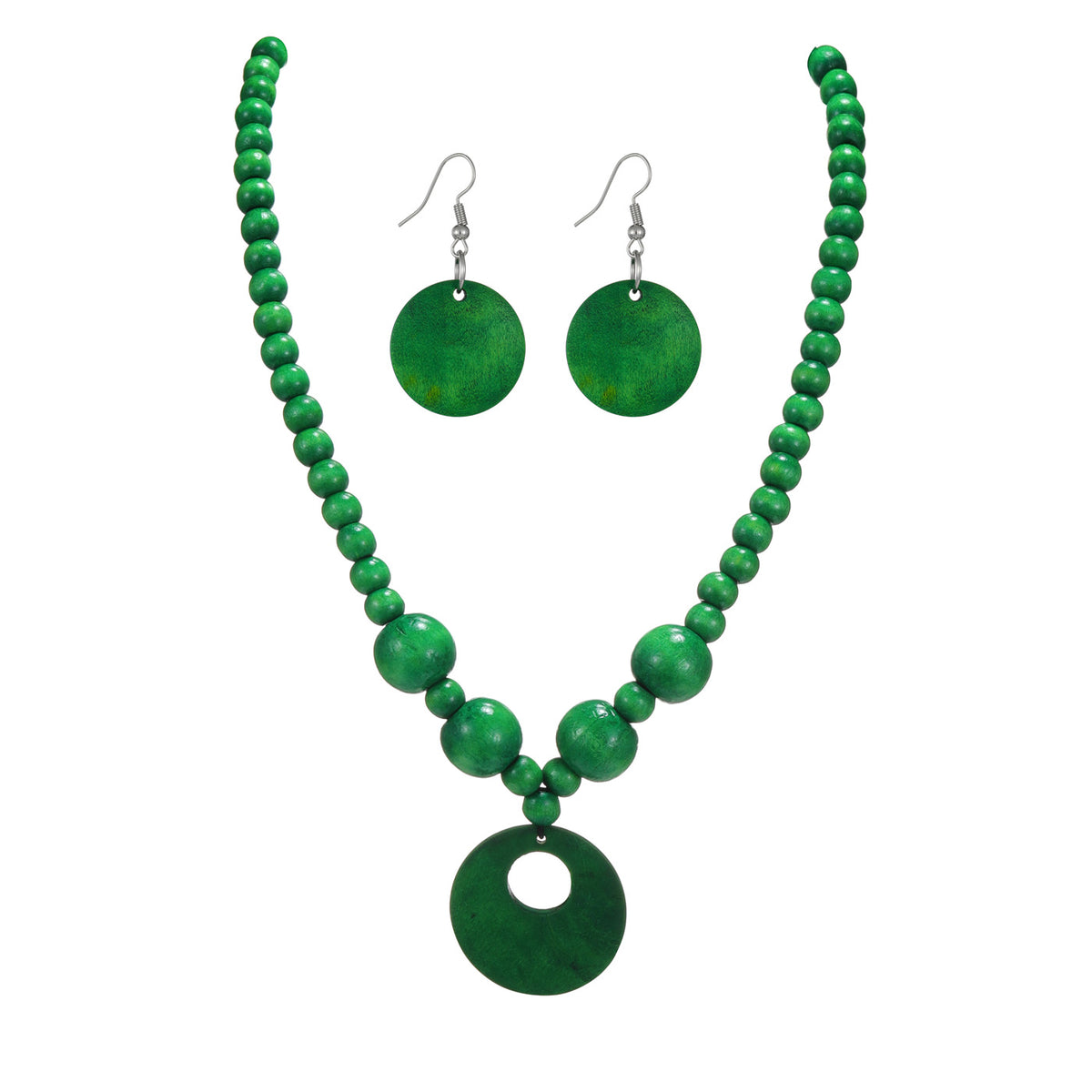 Collier en bois de perles et boucles d'oreilles pour femmes