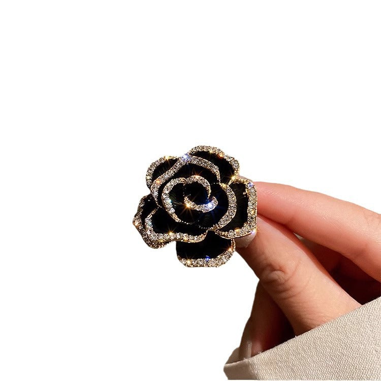 Épingle de corsage en strass haut de gamme Camellia Flower Brooch