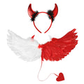 Red and White Feather Wing Costume with Horn Headband