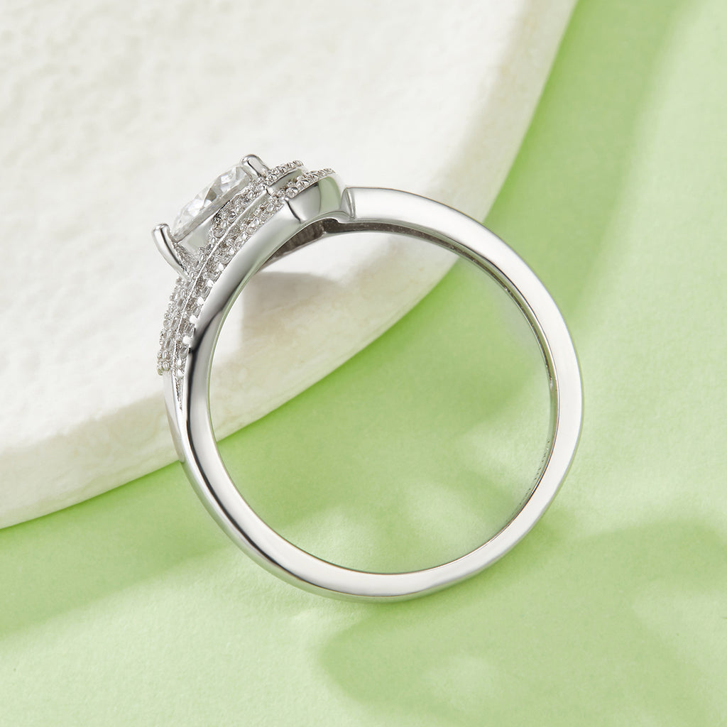 S925 Argent Sterling 1ct Anneau de Moissanite