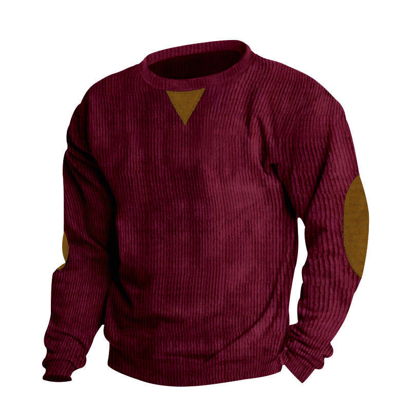 Chandail à manches longues Corduroy Col d'équipage pour hommes