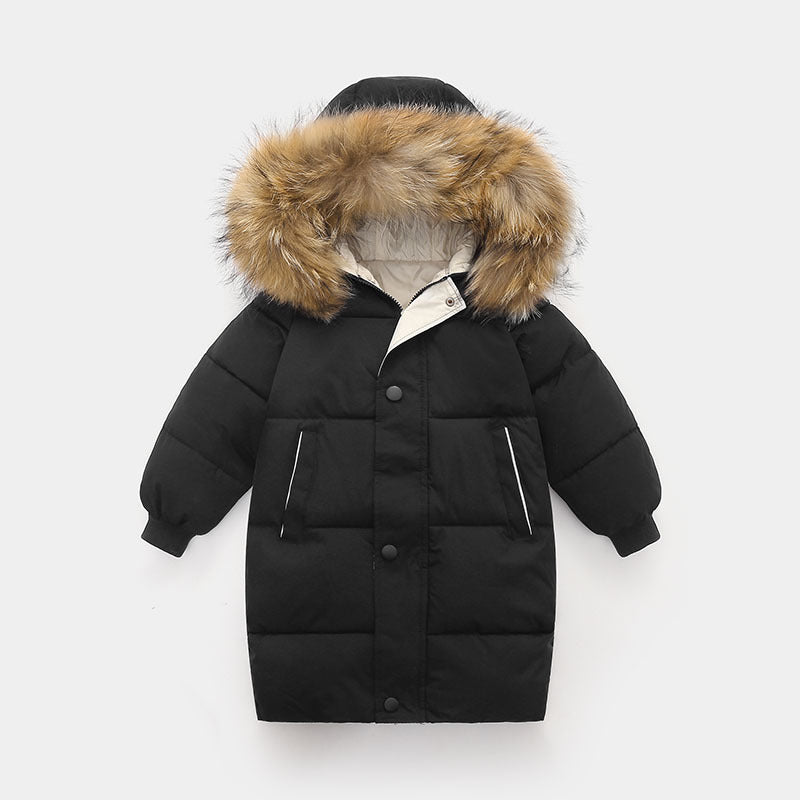 Grand collier de fourrure mi-longueur moyen et grand vêtements pour enfants épais en manteau d'hiver