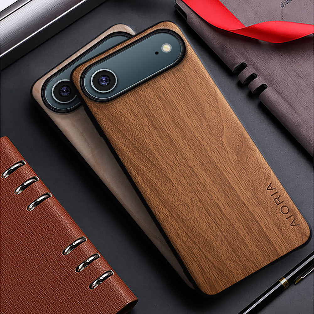 Étui téléphonique à grain de bois, minimaliste