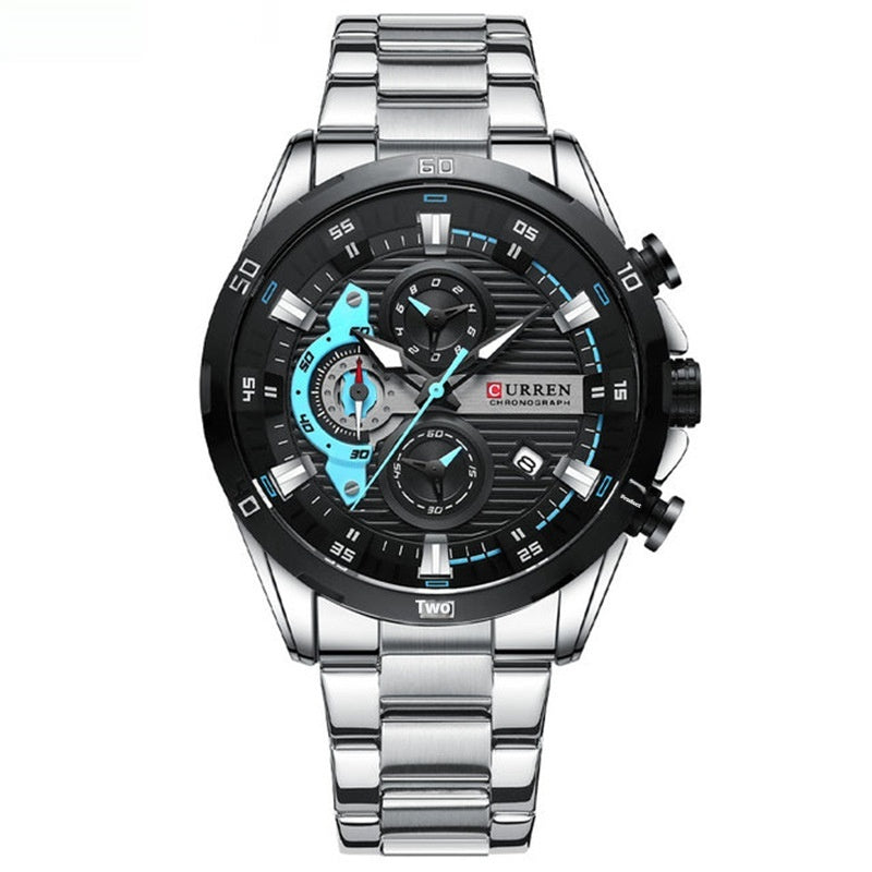 Montre de moto en acier à six poignées pour hommes