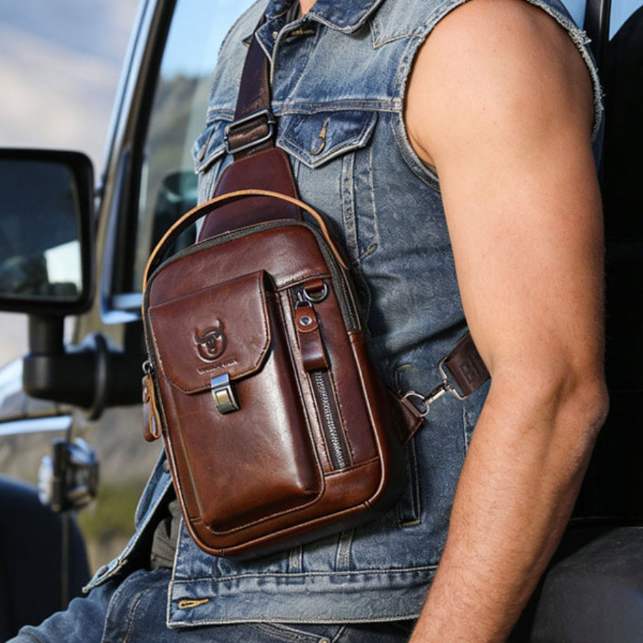 Sac de corps en cuir de vache pour hommes