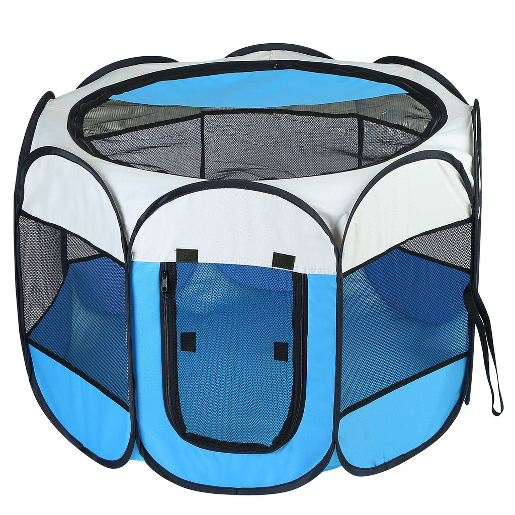 Pink-Blue Options -- 1Pc portable pliable de tente pour animaux de compagnie Pen d'exercice Kennel Zipper amovible T