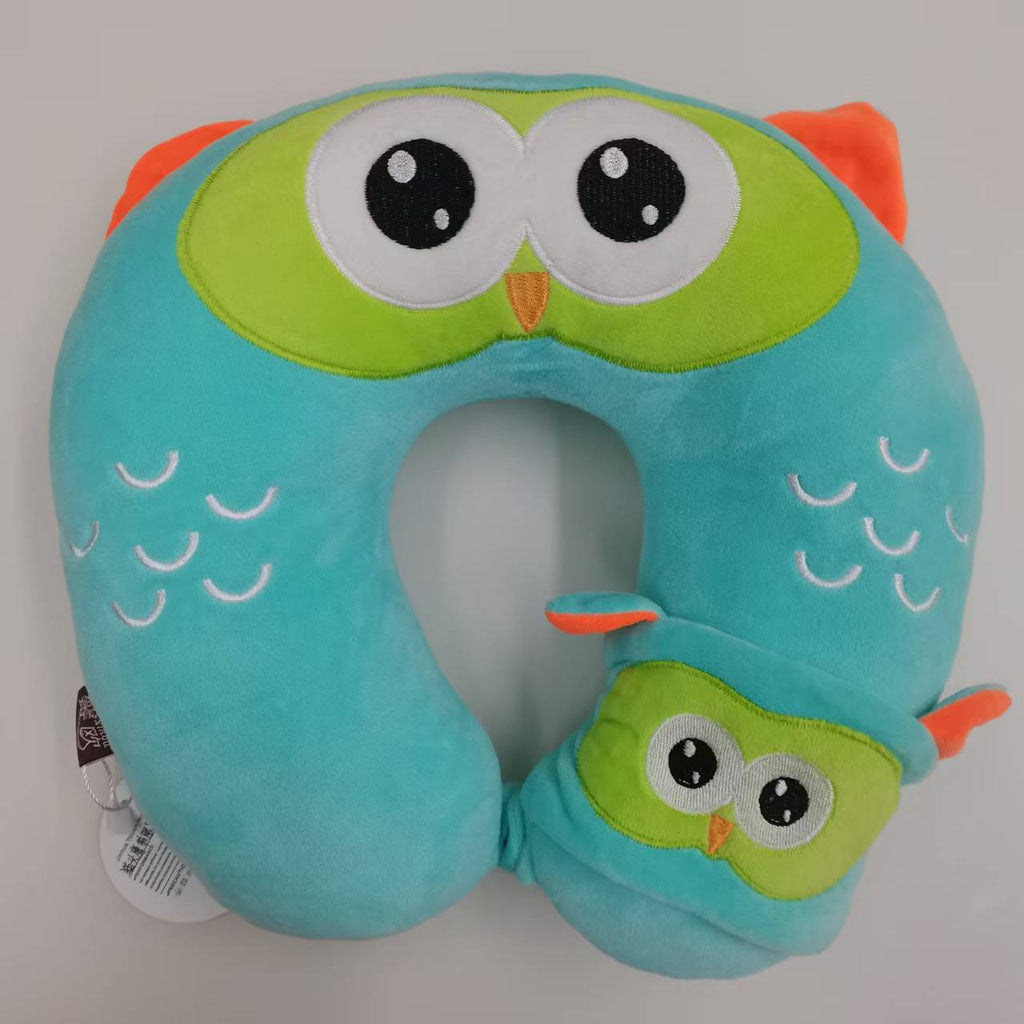 Cute Blue Owl UShaped Travel Cou Oreiller en peluche souple Cou Support Oreiller