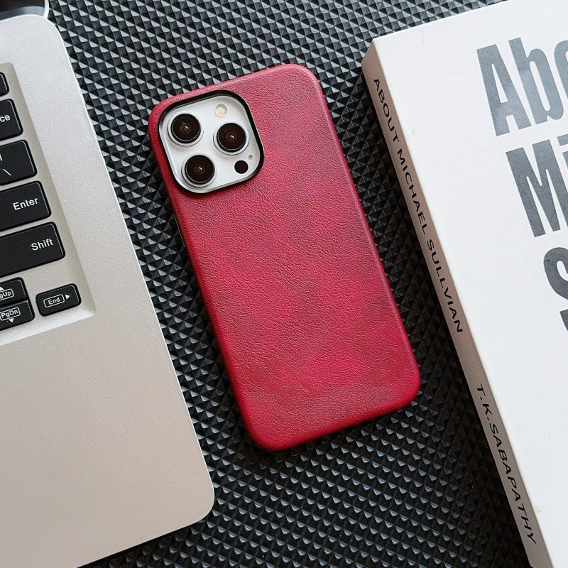 Rétro Crazy Horse Leather Grain Phone Case