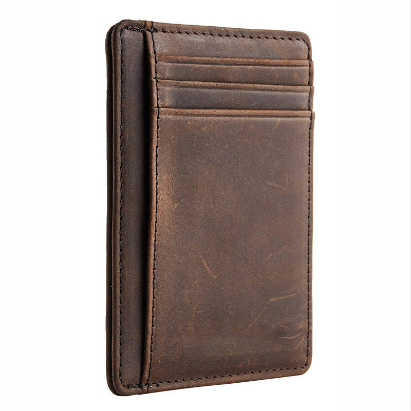 Porte-cartes antivol en cuir véritable pour hommes
