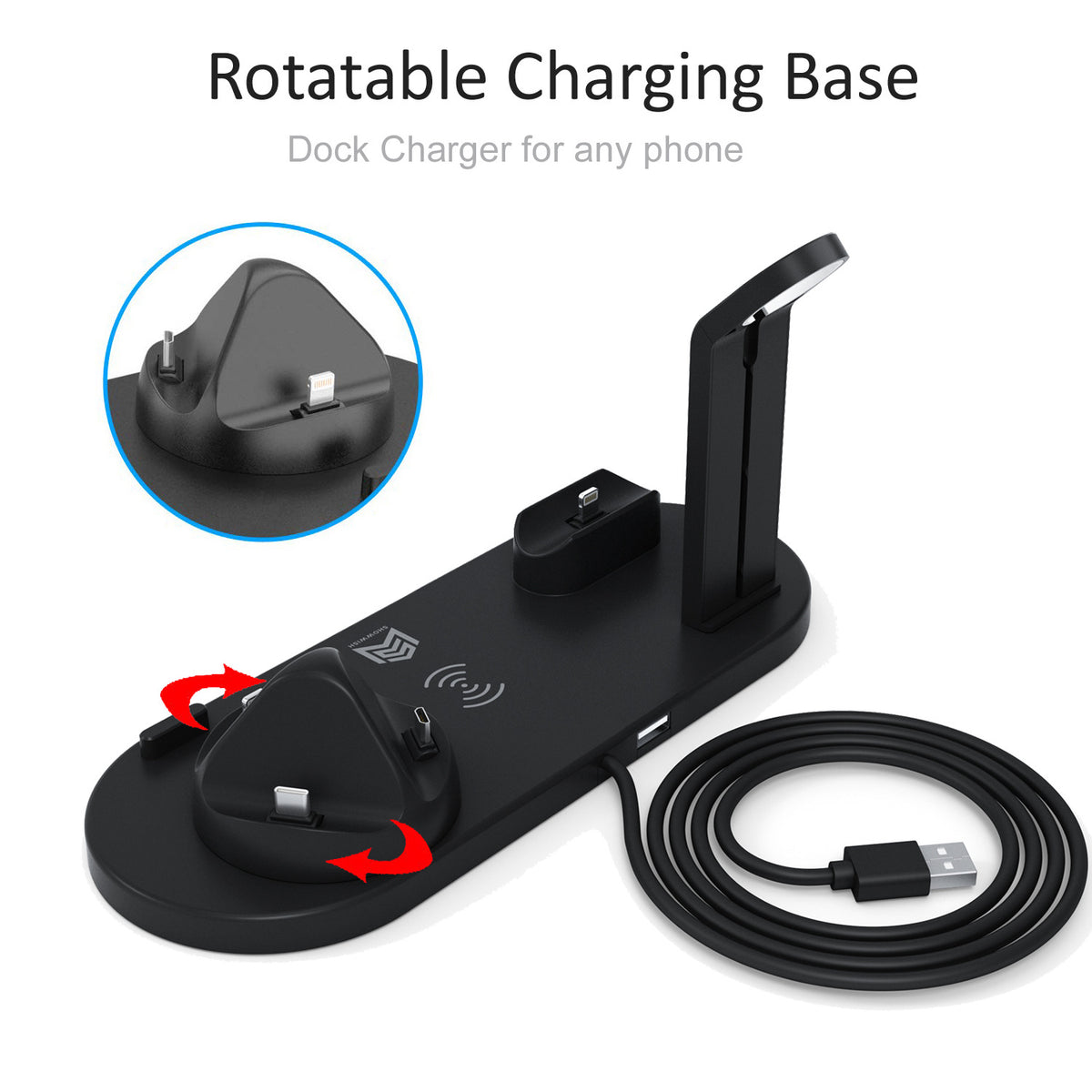 Multifunction 6-in-1 Vertical Wireless Desktop Phone Charging Stand