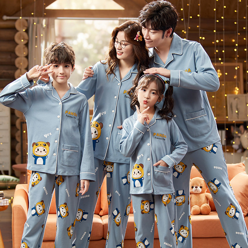 Coton Parent-enfant Pyjama Printemps et Automne Longue Manche Style mince