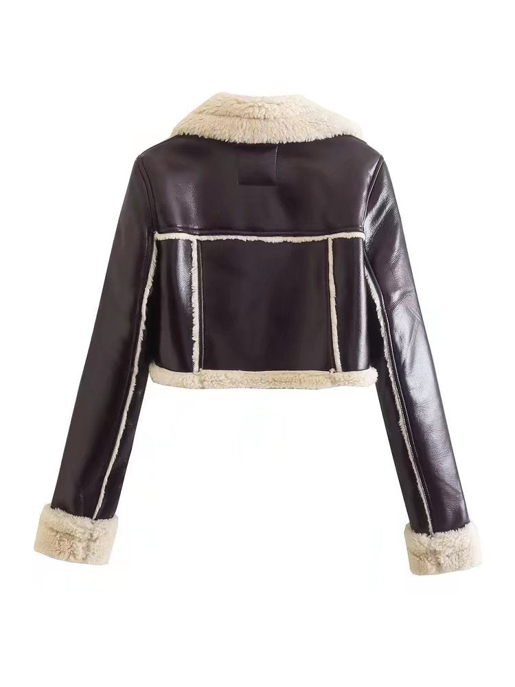 Veste pour Femme Short Lapel Long Sleeve Slim Fashion Personality