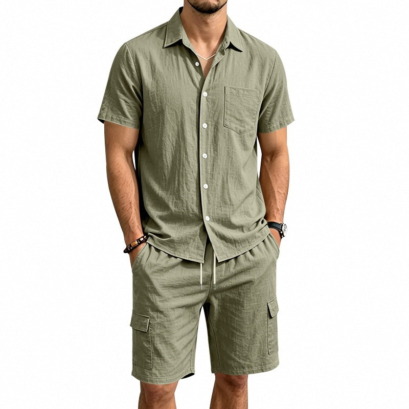 Hommes Linge de maison Chemise à manches courtes et ensemble de shorts de travail