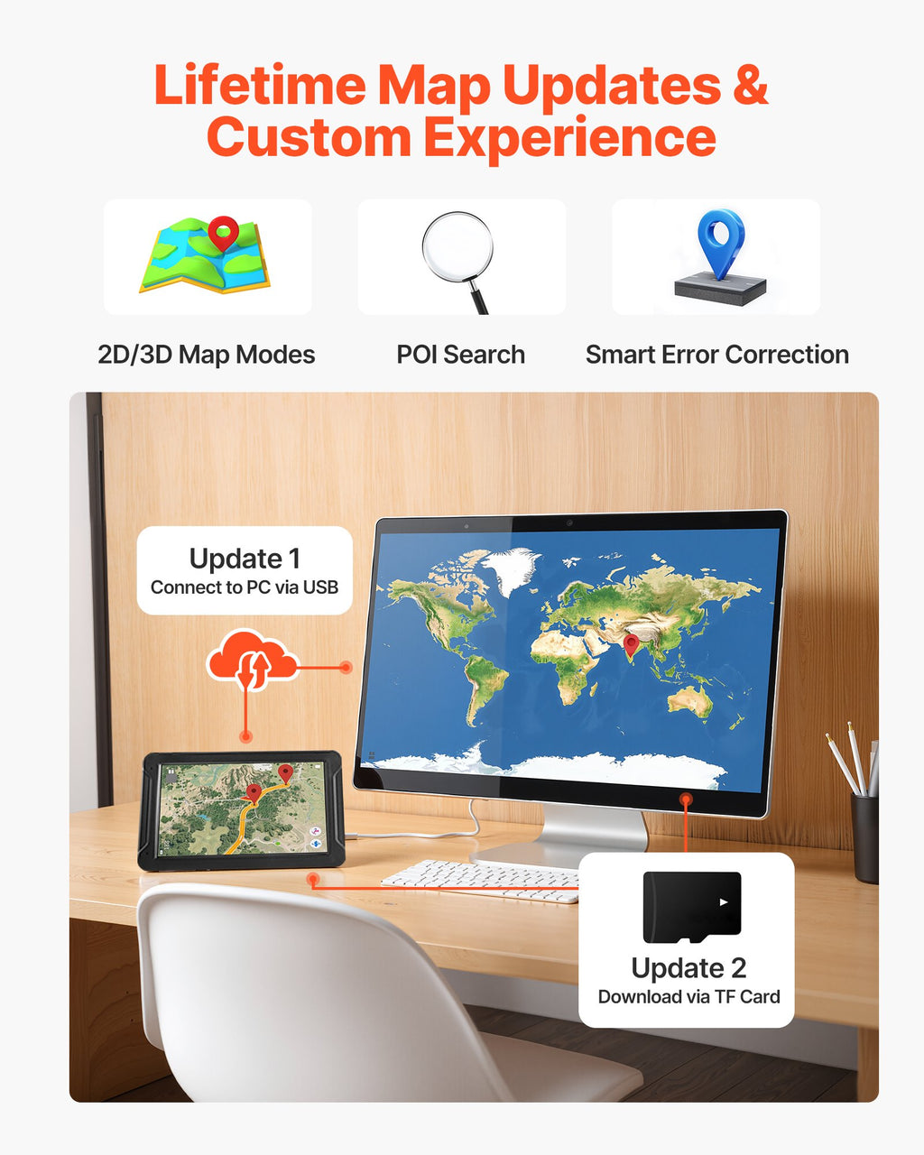 9-inch Touchscreen Car GPS Navigator with 16GB GPS Navigation System and Dash Cam