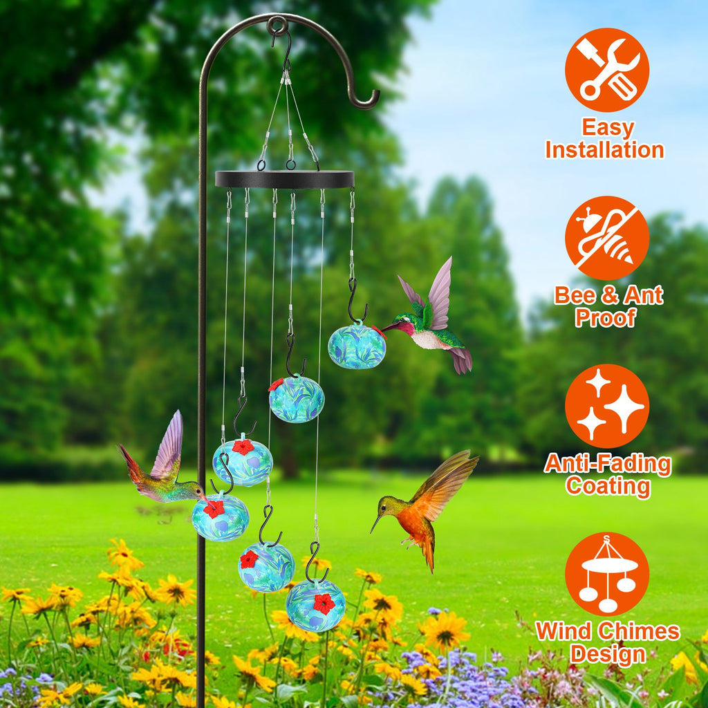 1Pc Wind Chimes Humming Bird Feeder Fourmi et Bee Proof Outdoor Hanging Hummingbird Feeder F