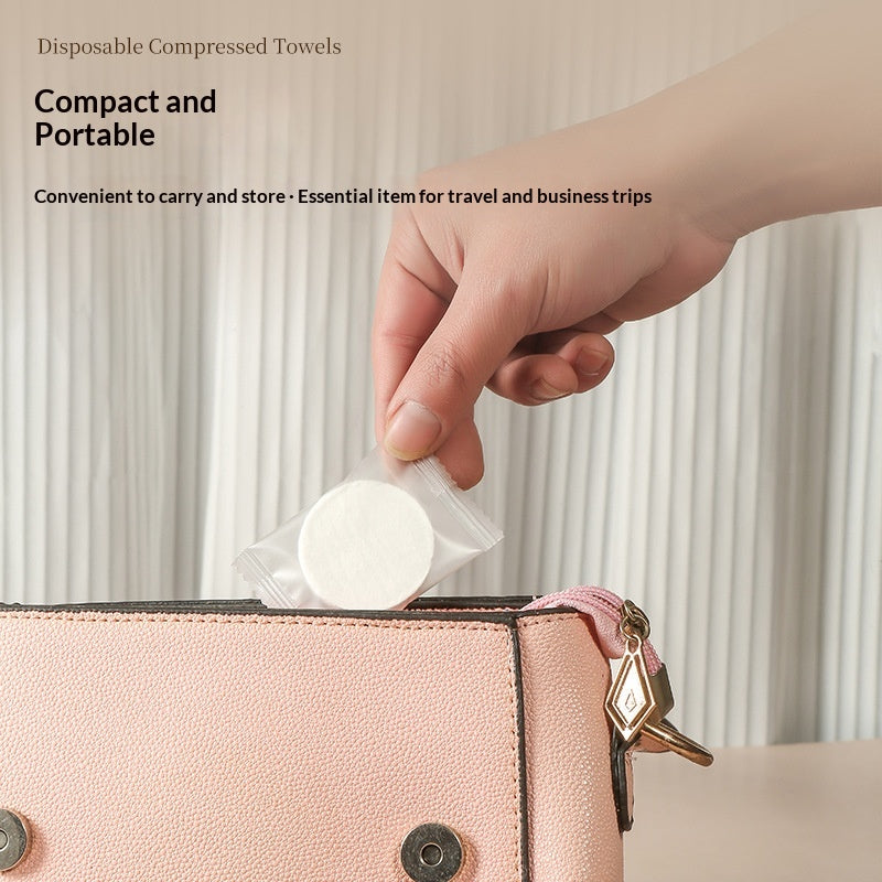 Petite serviette en coton jetable comprimé avec emballage individuel transparent