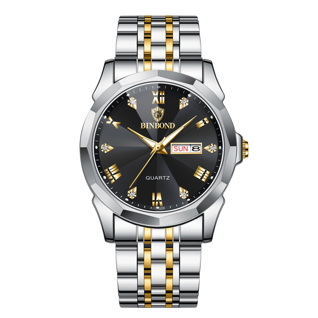 Style homme collège étudiant double calendrier électronique quartz montre étanche