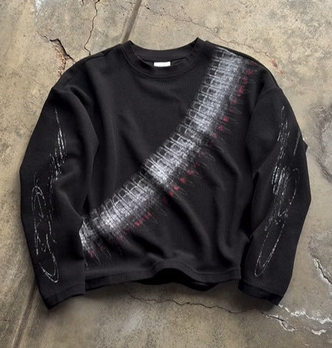 Sweat-shirt col rond imprimé avec manches longues