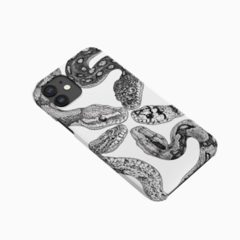 Cas de téléphone d'illustration Python rétro Niche noir et blanc