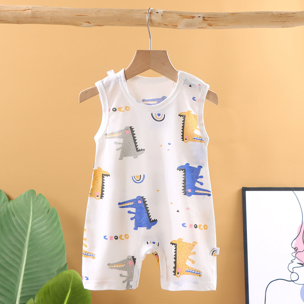 Léger Sleeveless Crotch Fermé Rompeur d'une pièce