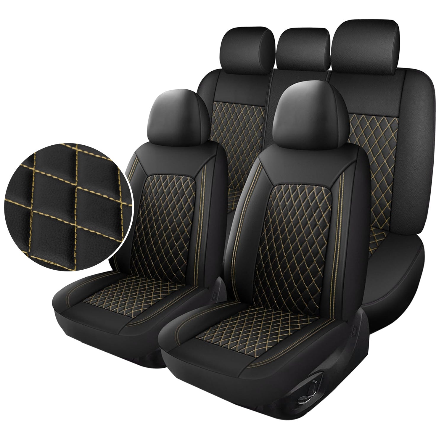 Housse siège voiture cuir PU, finition matelassée motif losanges