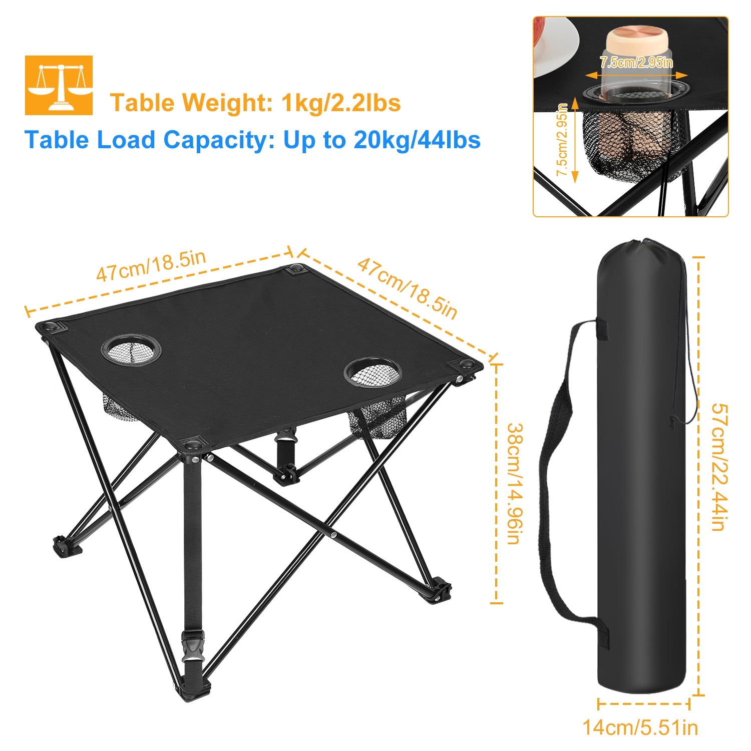 1Pc 2Pc Options Table de camping pliable Table de pique-nique portable Bureau de voyage léger avec
