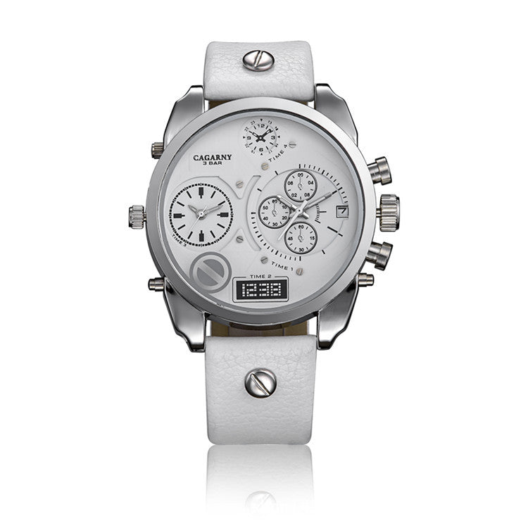 Montres Montres pour Homme en cuir PU Creative Double Time Zone