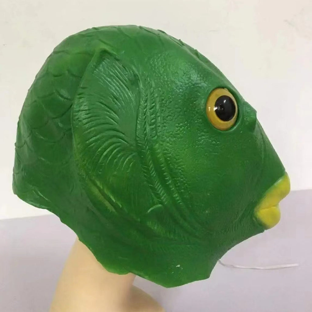 Internet Célébrité Masque de latex Funny Green Fish Head Cover