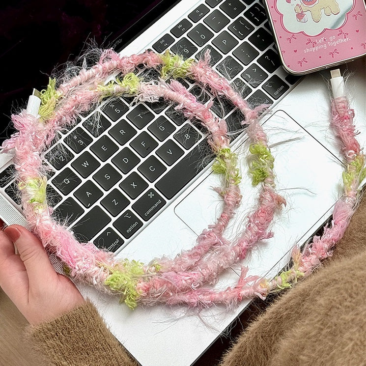 Câble de données de poudre de cerise en peluche