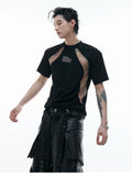 Niche Deconstruction Contraste couleur rétro manches courtes Slim-fit Pit Texture bas Shi