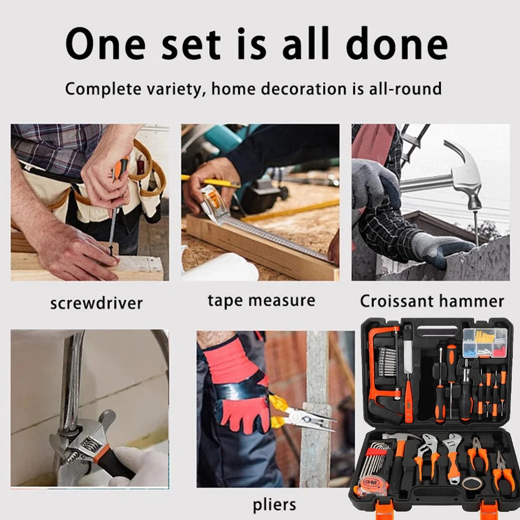 1OO PCS Kit d'outils à main ménager général avec boîte à outils étui de rangement pour la réparation à domicile