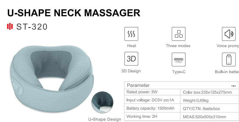 Massage en forme de U Oreiller Massage de cou Portable