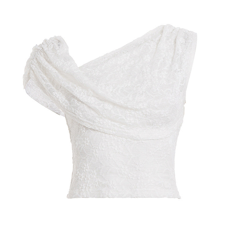 Légèrement mature Lace Mesh T-shirt Femme