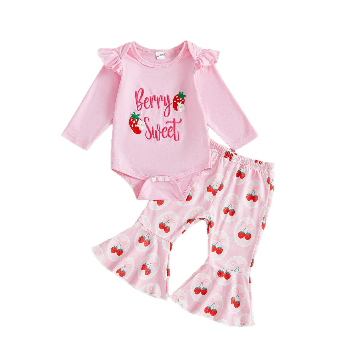 Brodé manches longues Romper imprimé Pantalons et bandeau trois pièces