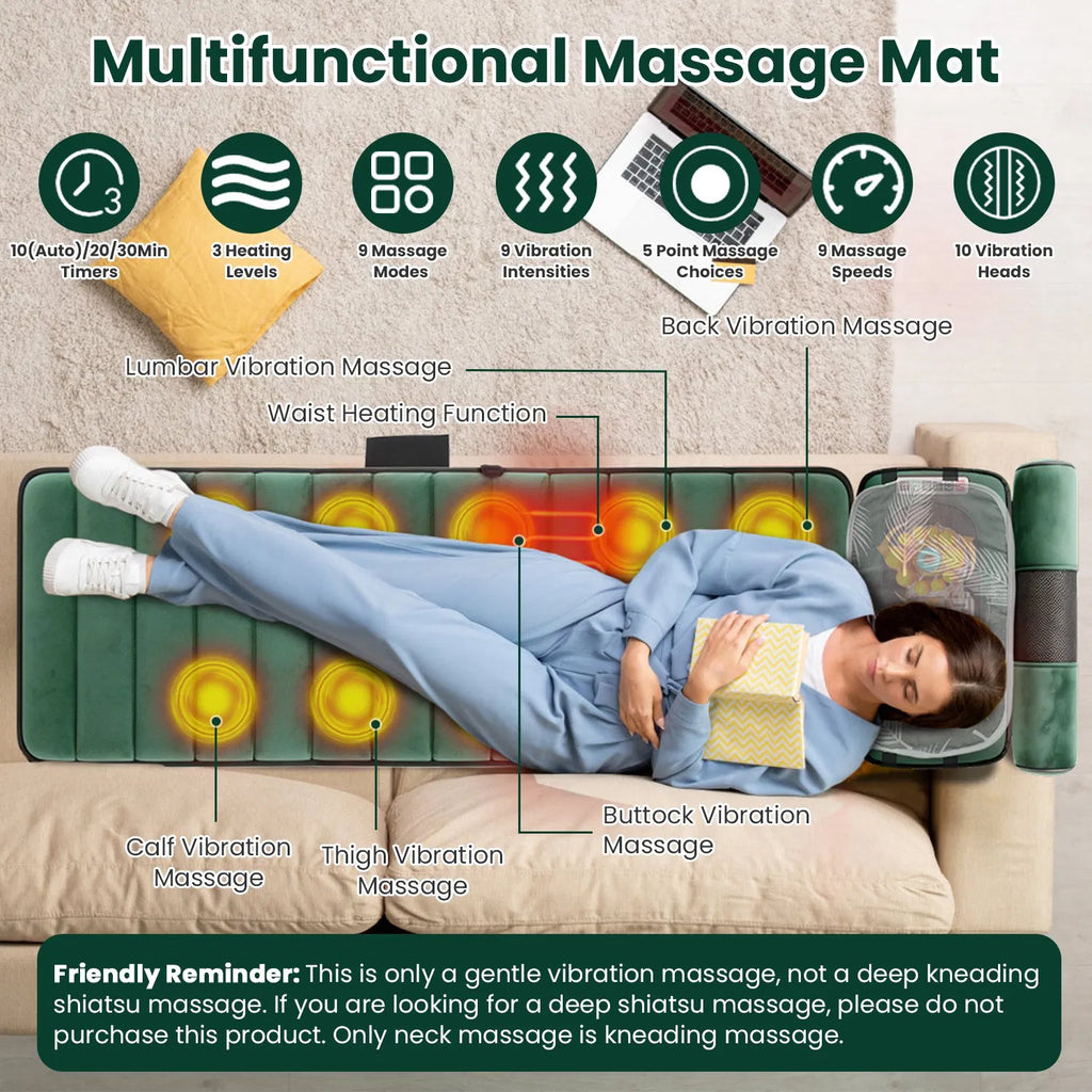 Pad de massage corps complet avec des masseurs Shiatsu cou et pieds séparables