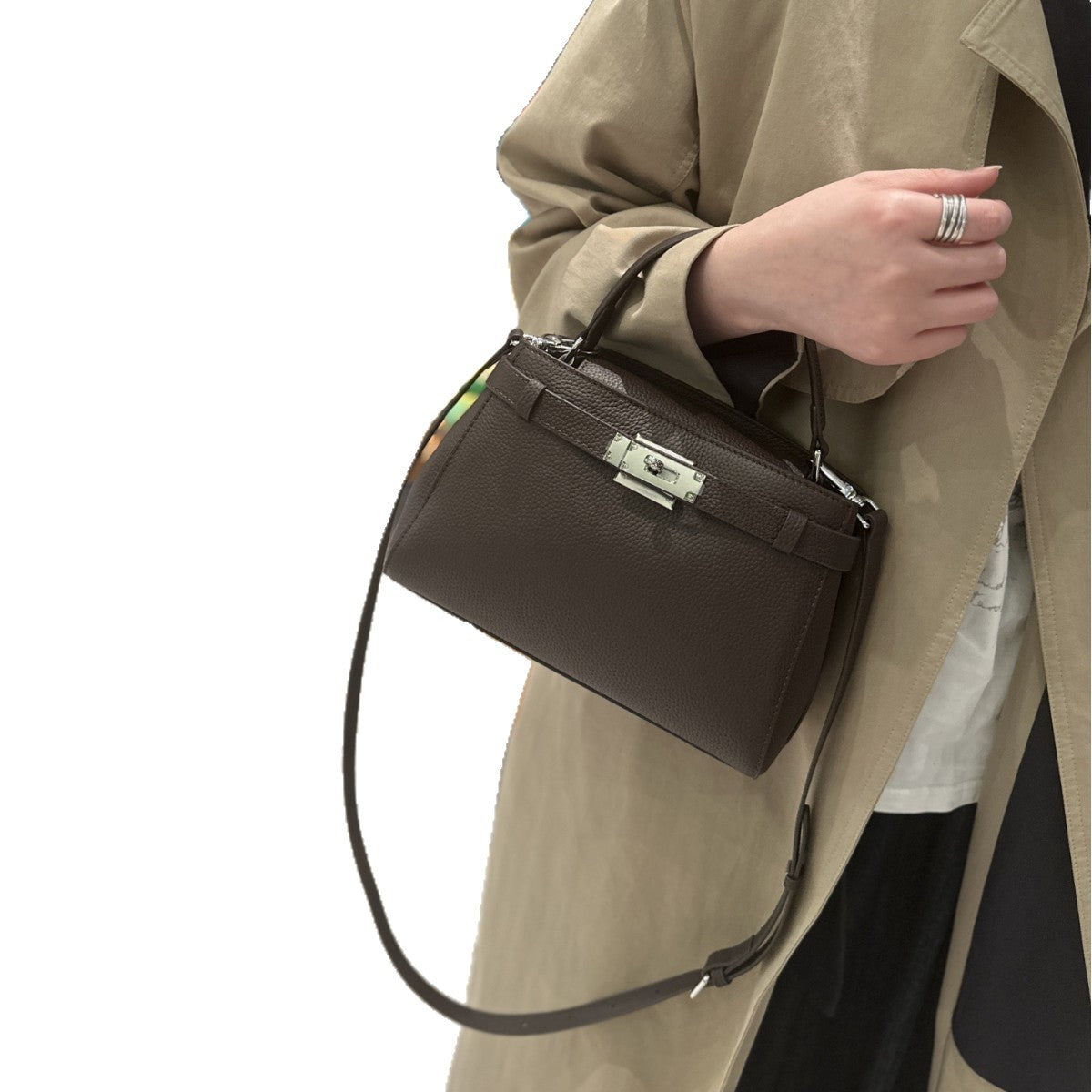 Sac en cuir Kelly Style simple haut de gamme premier-layer Cowhide Petit sac carré