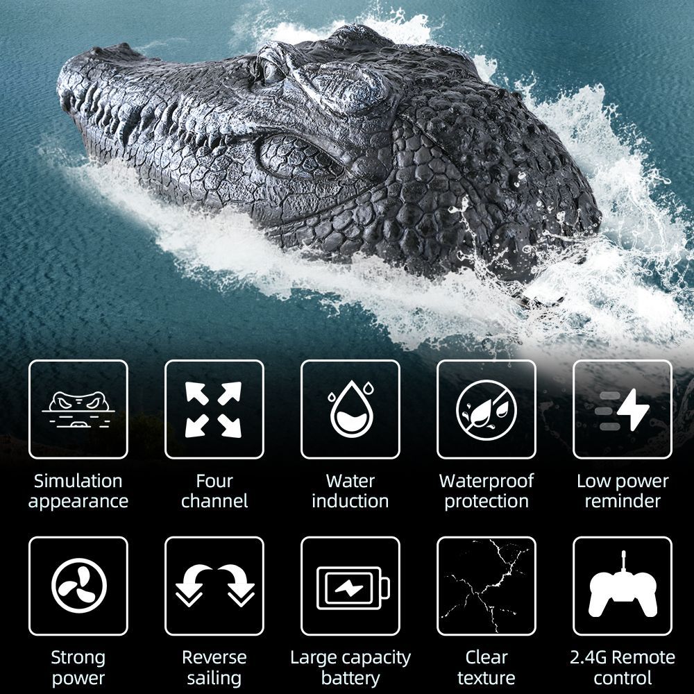 Simulated Crocodile Head Remote-control Navire pour enfants Modèle de bateau Jouets Garçon Spoof