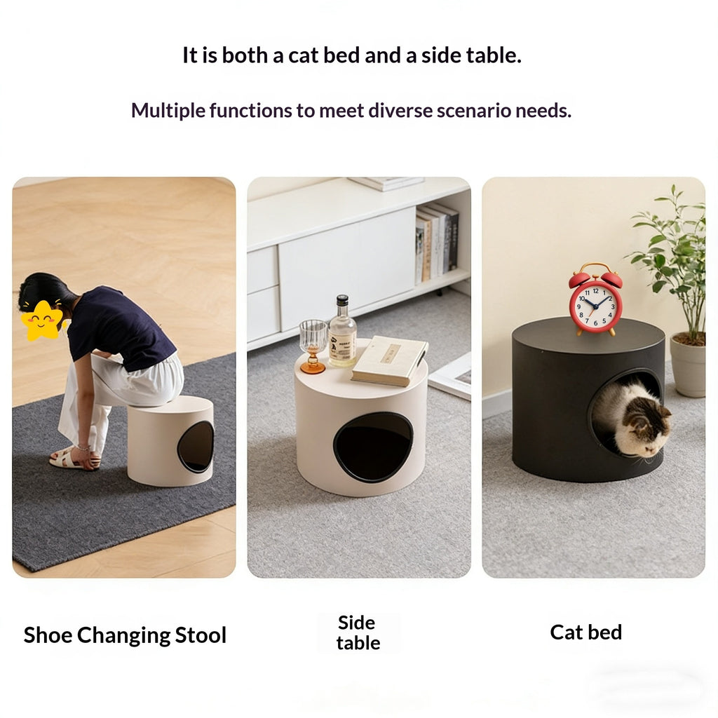 Tabouret semi-fermé pour lit de chat multifonctionnel