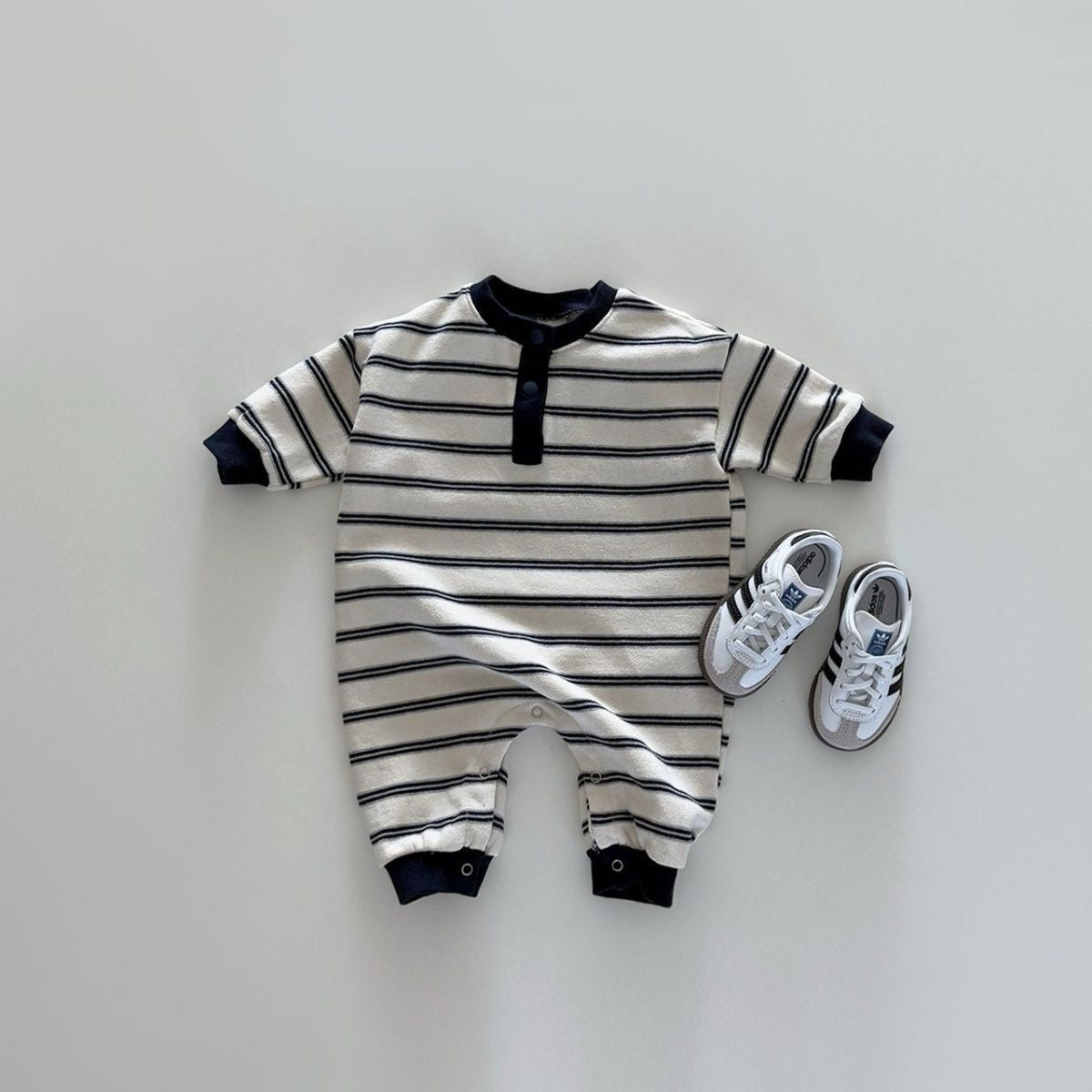 Jumpsuit rayés bébé garçons et filles printemps et automne manches longues