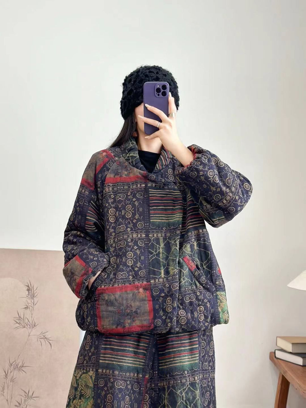 Coton rembourré Coat imprimé Cardigan Casual Top