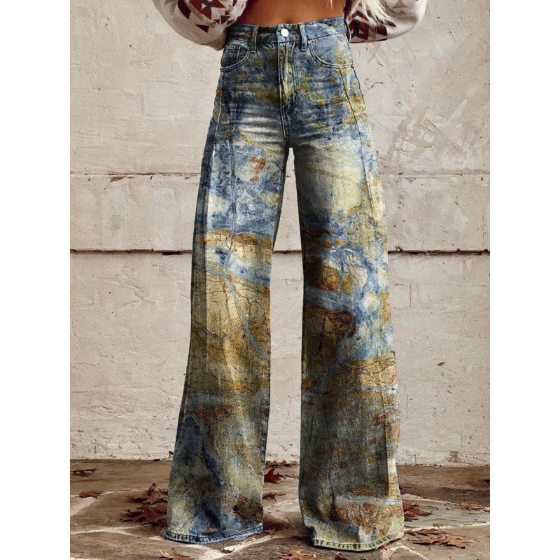Pantalons de denim imprimés pour femmes