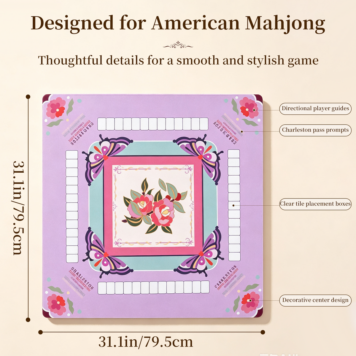 Mat de table américain de Mahjong 31,1 X 31,1 pouce