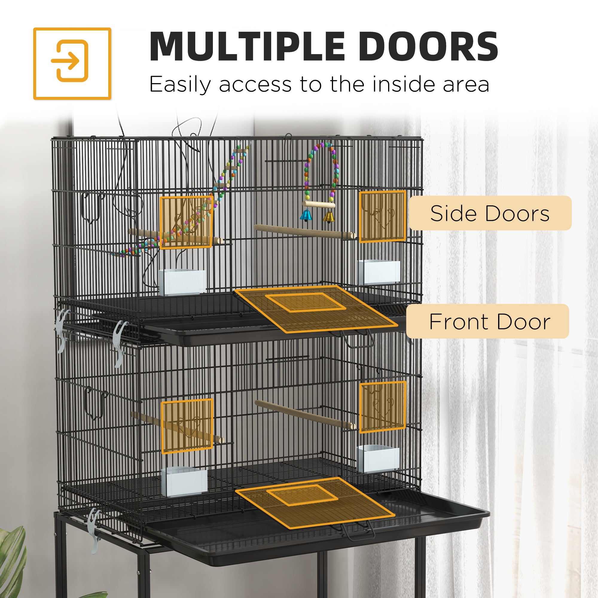 Double cage d'oiseau empilable sur roues avec support