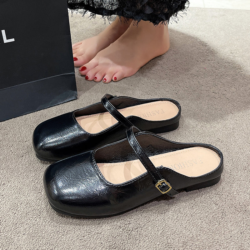 Sandales d'orteil fermées Femmes Été Extérieur Pantoufles haut de gamme Argent Carré Français Toe Sl