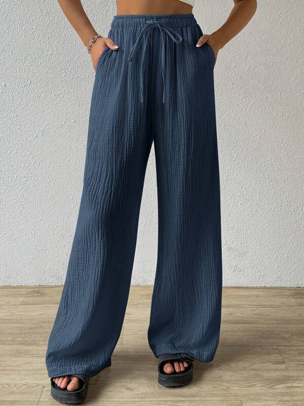 L'Europe et les États-Unis Amazon Fashion Women's Elegant Joker Elastic Casual Solid Col